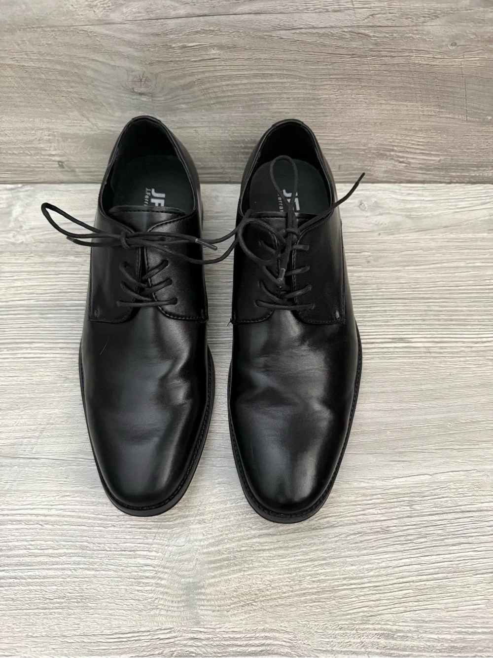 J F Corvus Classic Black Derby Shoes - Men's Dress Oxfords size 9.5